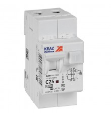 Выключатель автоматический дифференциального тока OptiDin D63-23C25-AC-У3 (2P, C25, 100mA, 4,5кА)  328107  КЭАЗ