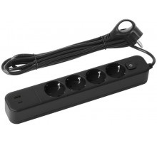 Сетевой фильтр  USF-4es-3m-2xUSBAC-B с базовой защитой с заземлением с выключателем 4 розетки+2xUSBA+C 2,4A 3м 10А   Б0059574  ЭРА