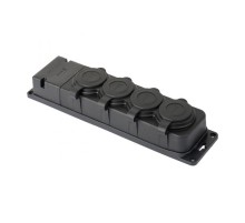 Роз. четырехмест. с защит. крышками каучуковая 230В 2P+PE 16A IP44 EKF PRO   RPS-020-16-230-44-r   EKF