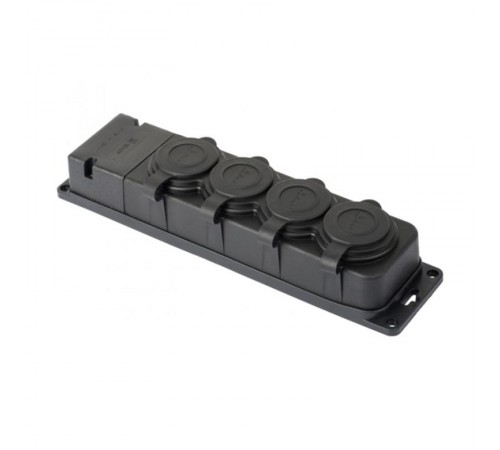 Роз. четырехмест. с защит. крышками каучуковая 230В 2P+PE 16A IP44 EKF PRO   RPS-020-16-230-44-r   EKF