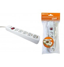 Удлинитель бытовой  У05В-USB 5 гнезд, 2USB разъема, 1,5 метра, вык., з/к, ПВС 3х1мм2  16А/250В   SQ1303-0302  TDM