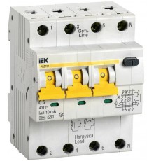 Выключатель автоматический дифференциального тока АВДТ 34 3п+N 6А C 10мА тип A  MAD22-6-006-C-10  IEK
