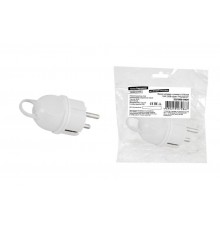 Вилка угловая с ушком с/з белая 16А 250В серии "Народная"  SQ1806-0405  TDM