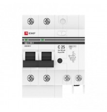 Выключатель автоматический дифференциального тока АД-2 25А/300мА (характеристика C, AC, электронный, защита 270В) 6кА PROxima  DA2-6-25-300-pro  EKF