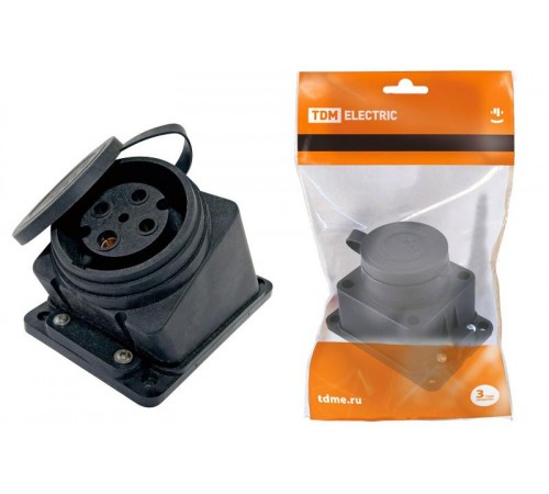 Розетка настенная с загл. наклон. каучук 3Р+РЕ 32А 380В IP44  SQ0612-0009  TDM