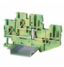 Клемма заземления двухуровневая под вставной штекер, зажим push-in, 4 точки подключения, 2.5 кв.мм  VPRTT-2.5-2P-PE  DKC