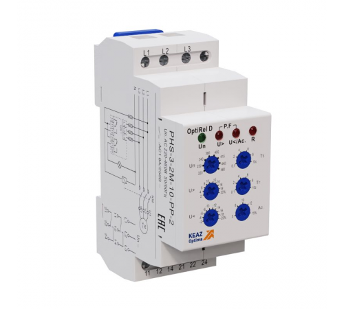 Реле контроля фаз OptiRel D PHS-3-2M-10-PP-2 универсальное 3Ф 2СО  332003  КЭАЗ