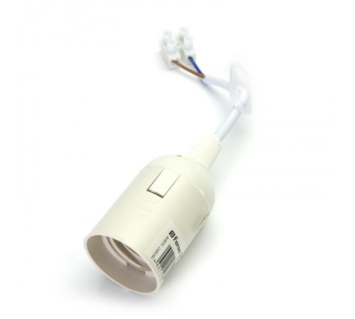 Патрон Е27 подвесной с клеммой, 230V, огнеупорный пластик, медь, полипропилен, цвет белый, размер 38*55 мм, LH108  41033  Feron