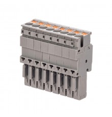 Штекер, зажим push-in, 8 точек подключения, 2.5 кв.мм, серый  VPR-P-2.5-8  DKC
