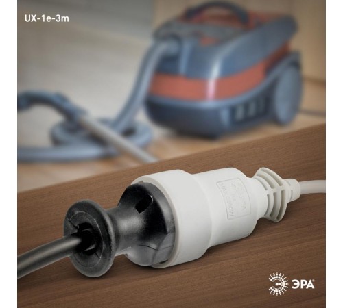Удлинитель Россия UX-1е-3m Удлин-ль с заземл, 1гн, 3м, ПВС, 3x0.75мм2, 10А  Б0039817  ЭРА
