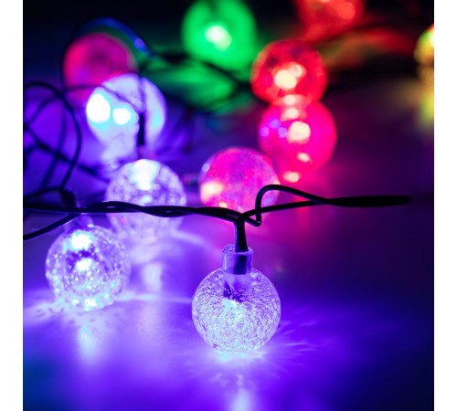 Гирлянда светодиодная Нить Шарики ENIN - 25BG кракле d25мм, 2 м, RGB, 220V  Б0055997  ЭРА