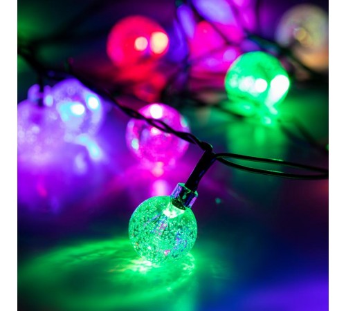 Гирлянда светодиодная Нить Шарики ENIN - 25BG кракле d25мм, 2 м, RGB, 220V  Б0055997  ЭРА