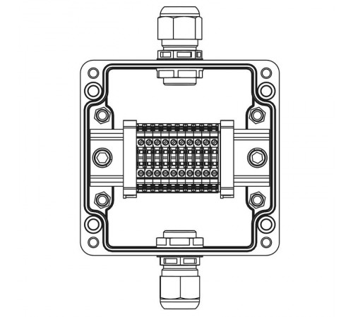 Взрывозащищенная клеммная коробка из полиэстера TBE-P-03-(10xCBC.2)-1xPABMP(A)-1xPABMP(C)1Ex e IIC Т5 Gb / Ex tb IIIC T95°C Db IP66  1231.031.22.121Z
