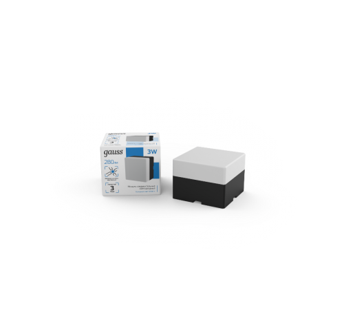 Модуль квадратный светодиодный  IP40 70*70*55мм 3W 280Лм 6500К Shop Lighting черный 1/100  883664348  Gauss