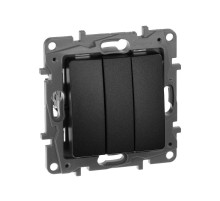 Etika Антрацит Выключатель 3-клавишный 10А 250В винтовые зажимы  672643  Legrand