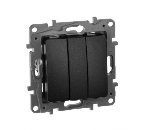 Etika Антрацит Выключатель 3-клавишный 10А 250В винтовые зажимы  672643  Legrand