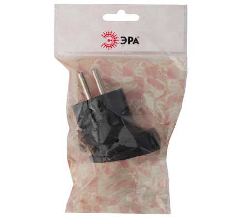 Vx3-B ЭРА Вилка с/з угловая 16A черная (24/480/3840)  Б0039679  ЭРА