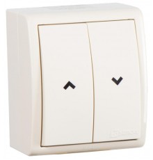 Двухклавишный кнопочный выключатель для жалюзи IP54 10A 250В цвета слоновая кость S15 Aqua  1594332-031  Simon