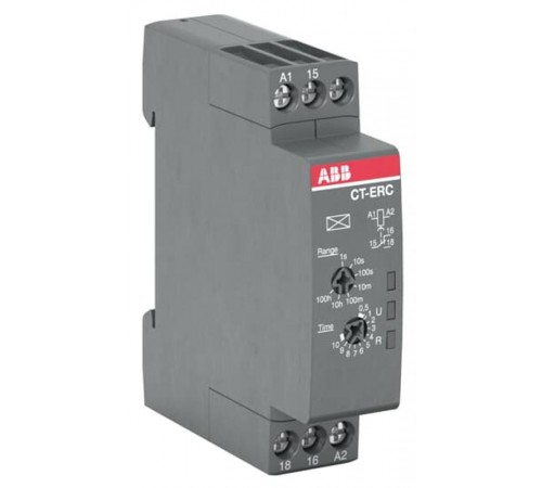 Реле времени CT-ERC.12 компактное (задержка при включ.) 24-48B DC, 24-240B AC (7 диапазонов времени 0,05с...100ч) 1ПК  1SVR508100R0000  ABB