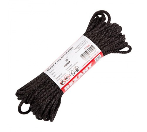 Шнур с сердечником 5 мм 20 м черный  77-1521-1  REXANT