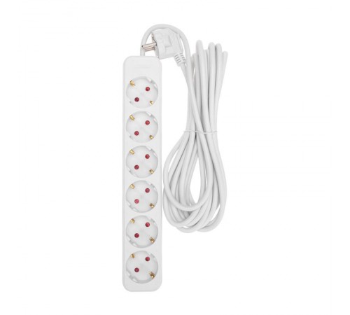 Удлинитель STANDARD 6 гнезд, 5м, 3х1,0мм, с/з, белый  13-4045  REXANT