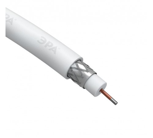 ЭРА Кабель коаксиальный RG-6U, 75 Ом, CCS/(оплётка Al 48%), PVC, цвет белый, бухта 10 м, SIMPLE  Б0044598  ЭРА