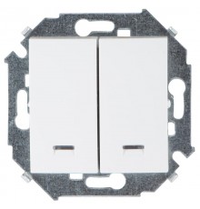 Simon 15 Белый Выключатель 2-кл с подсветкой, 16А 250В, винт. зажим  1591392-030  Simon