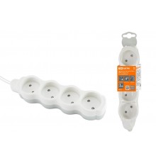 Удлинитель бытовой "Люкс" УЛ4 4 гнезда, 5м, б/з, с з/ш, ПВС 2х0,75 мм2 10А/250В бело-серый  SQ1303-0228  TDM