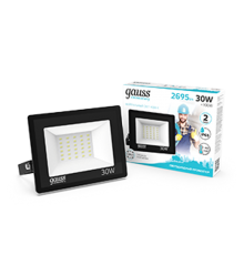 Прожектор светодиодный Elementary 30W 2695lm 4000К 200-240V IP65 черный LED 1/10  613100230  Gauss