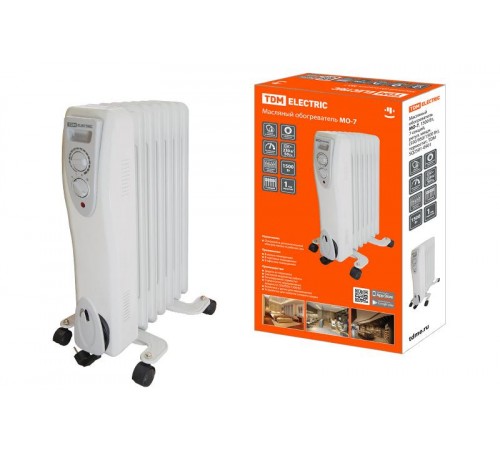 Масляный обогреватель МО-7, 1500 Вт, 7 секций, регул. мощн. (550/950/1500 Вт), термостат, TDM