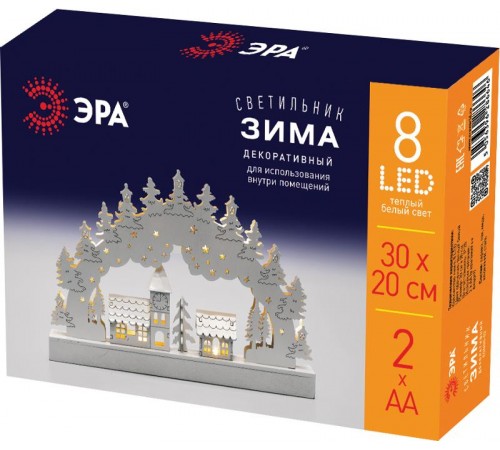 Новогодний декоративный светильник Зима EGNDS-02   с подсветкой, 32*20 см, 2АА, IP20  Б0051929  ЭРА