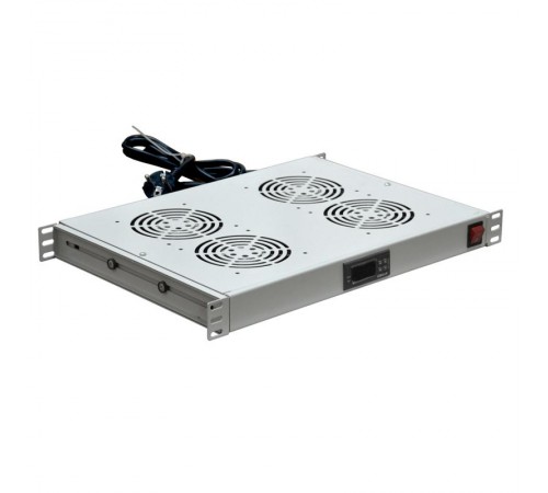 19" Вентиляторный модуль с термостатом 1U с 4-мя вентиляторами  04-2605  REXANT