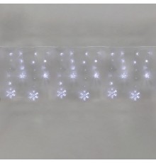 Гирлянда светодиодная Бахрома со снежинками 2,4х0,9м, 150LED БЕЛЫЙ, прозрачный ПВХ, IP20, 230В  255-075  NEON-NIGHT
