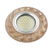 Светильник декор.встр Luciole DLS-L147 GU5.3 GLASSY/TEA GU5.3 доп.LED подсветка 3Вт, стекл,зерк./светло-коричневый.  UL-00003898  Fametto