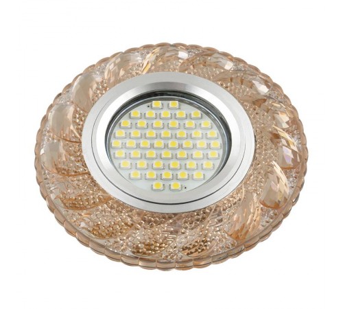 Светильник декор.встр Luciole DLS-L147 GU5.3 GLASSY/TEA GU5.3 доп.LED подсветка 3Вт, стекл,зерк./светло-коричневый.  UL-00003898  Fametto