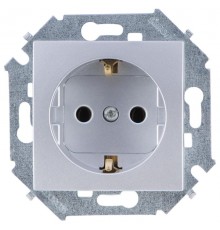 Simon 15 Алюминий Розетка с/з Schuko, 16А 250В, винт. зажим  1591432-033  Simon