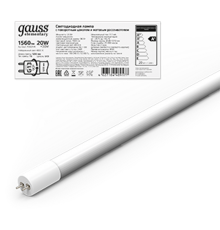 Лампа светодиодная Elementary T8 20W 1560lm 4000K G13 1200mm стекло поворотная LED 1/30  93029-R  Gauss