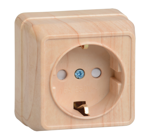 ОКТАВА сосна Розетка 1-местная О/У c/з со шторками 16А РСш20-3-ОС  ERO14-K03-16-DC  GENERICA