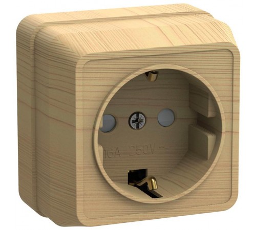 ОКТАВА сосна Розетка 1-местная О/У c/з со шторками 16А РСш20-3-ОС  ERO14-K03-16-DC  GENERICA