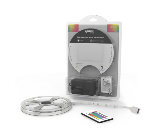 Лента светодиодная Basic в комплекте LED 5050/30 12V 6W/m 390lm/m RGB 10mm IP20 5m 1/50  BT012  Gauss