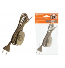 Шнур с плоской вилкой и светорегулятором ШУ05С3 (200Вт, RL) ШВВП 2х0,75мм2 2м. бронза  SQ1305-0053  TDM