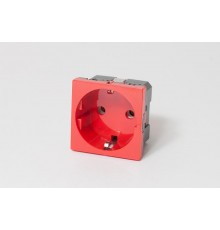 Розетка электрическая 2К+З (красный) со шторками  200014  SPL