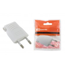 Вилка б/з белая 10А 250В (евровилка CEE 7/16) угловой вывод проводника   SQ1806-0090  TDM