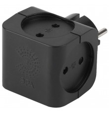 Тройник SP-4-B  4гн, без заземл (чёрный) (10/60/2880) Б0008207  ЭРА