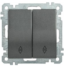 BOLERO антрацит Выключатель 2-клавишный проходной 10А ВС10-2-2-Б  EVB22-K95-10  IEK