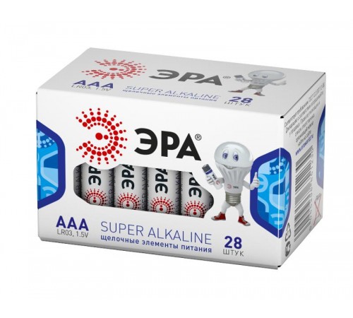 Батарейка щелочная (алкалиновая)  LR03-28 box (28/1120/44800) (AAA)   Б0002909  ЭРА