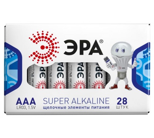 Батарейка щелочная (алкалиновая)  LR03-28 box (28/1120/44800) (AAA)   Б0002909  ЭРА