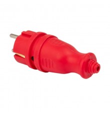 Вилка красная каучуковая прямая 230В 2P+PE 16A IP44 PRO  RPS-011-16-230-44-rr  EKF