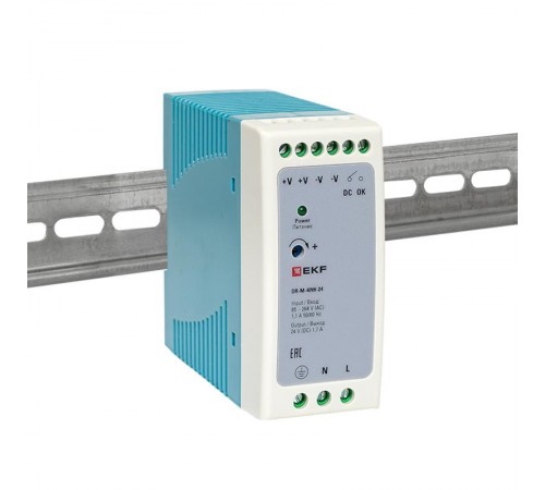 Блок питания на дин рейку 40Вт,Uвх ~ 220 В AC m, Uвых - 24 В DC постоянного тока DR-M-40W-24 EKF