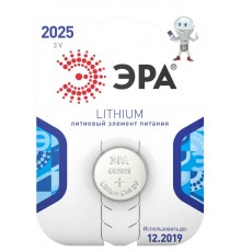 Батарейка литиевая  CR2025-1BL (40/320/28160) (часовая)   C0038447  ЭРА